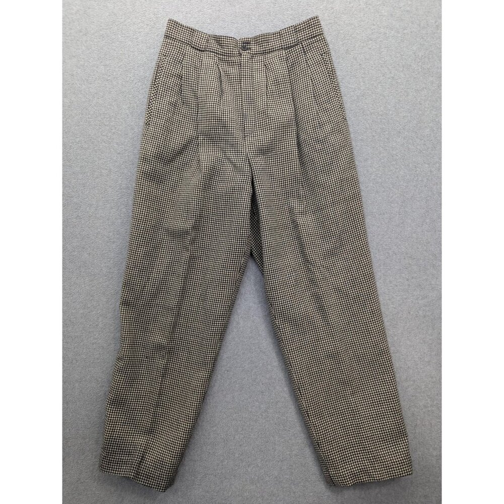 Alanni By Donnybrook Pants Womens 10 Beige Wool Check Pleated Tapered Lined